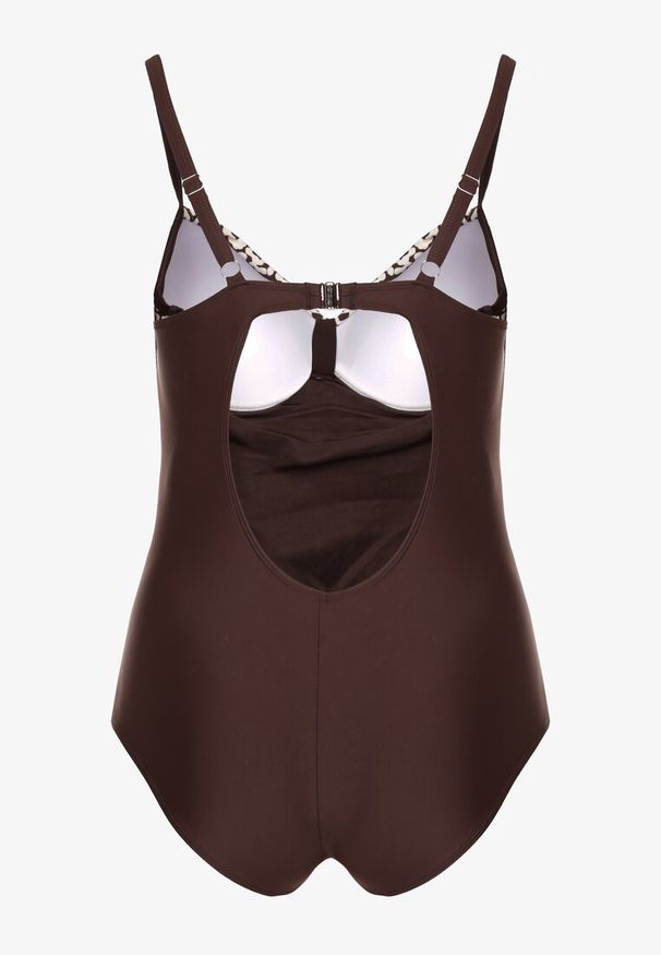 Born2be - Brązowy Strój Kąpielowy Jednoczęściowy w Zwierzęce Printy Linoselle. Kolekcja: plus size. Kolor: brązowy. Wzór: motyw zwierzęcy