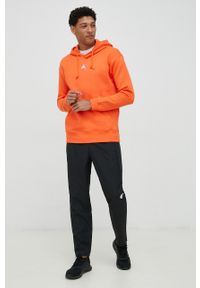 Adidas - adidas bluza męska kolor pomarańczowy z kapturem gładka. Typ kołnierza: kaptur. Kolor: pomarańczowy. Materiał: bawełna, materiał, dzianina. Wzór: gładki #4