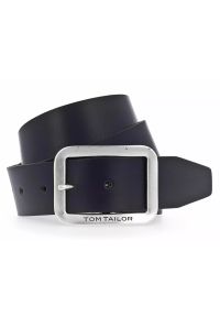 Tom Tailor - TOM TAILOR MĘSKI PASEK SKÓRZANY NA BOLEC SKÓRA 40mm Gurtel BLACK TG1016R57. Materiał: skóra