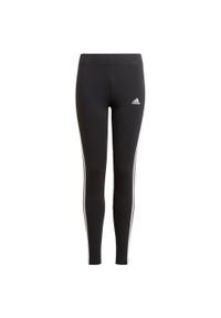 Adidas - Legginsy dla dzieci adidas Essentials 3 Stripes Leggings czarne GN4046. Okazja: na uczelnię. Kolor: czarny, wielokolorowy, biały. Materiał: zamsz. Szerokość cholewki: normalna. Sport: joga i pilates #1