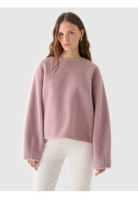 outhorn - Bluza sherpa nierozpinana bez kaptura damska Outhorn - różowa. Typ kołnierza: bez kaptura. Kolekcja: plus size. Kolor: różowy. Materiał: materiał #1