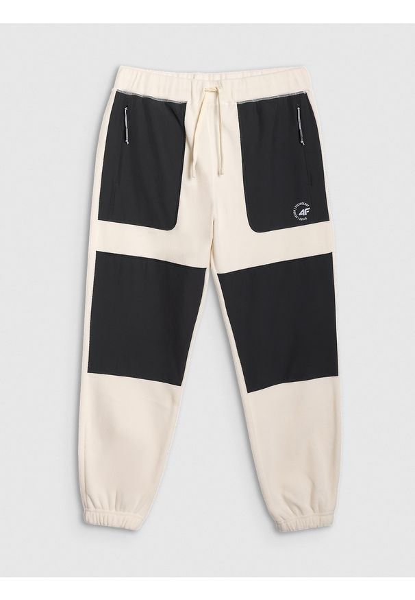 4f - 4F Spodnie polarowe joggery męskie - beżowe XXL. Kolor: beżowy. Materiał: polar