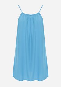 Renee - Niebieska Casualowa Sukienka z Wiskozy o Prostym Kroju z Ramiączkami z Regulacją Wilantia. Okazja: na co dzień. Kolor: niebieski. Materiał: wiskoza. Długość rękawa: na ramiączkach. Wzór: kolorowy. Typ sukienki: proste. Styl: casual #2