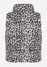 Born2be - Szara Pikowana Panterkowa Kamizelka Merianas. Okazja: na co dzień, na spacer. Typ kołnierza: golf. Kolor: szary. Materiał: skóra. Wzór: aplikacja. Styl: casual, elegancki, sportowy, klasyczny #5