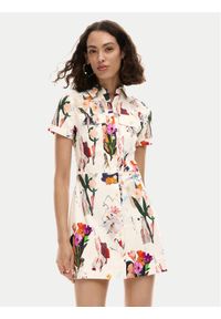 Desigual Sukienka koszulowa Fini 26SWVW48 Écru Regular Fit. Kolor: kremowy. Materiał: wiskoza. Typ sukienki: koszulowe #1
