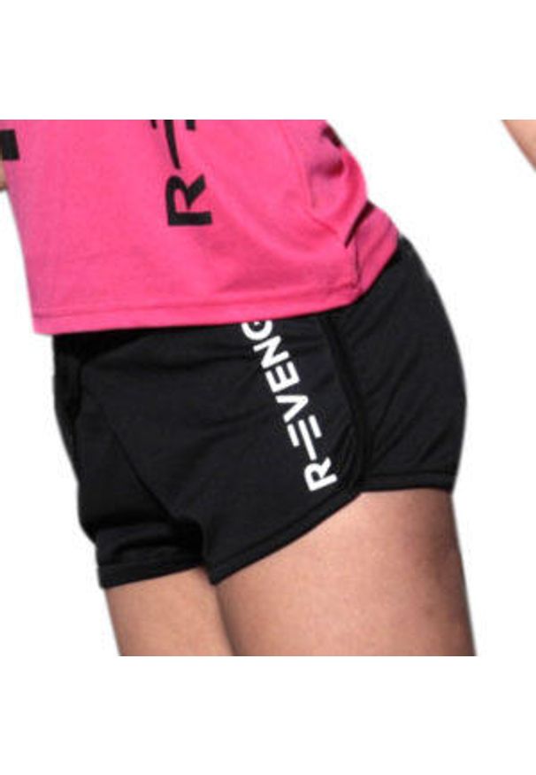 R-EVENGE - Szorty damskie Fitness, czarny. Kolor: czarny. Materiał: poliester. Długość: krótkie. Sport: fitness