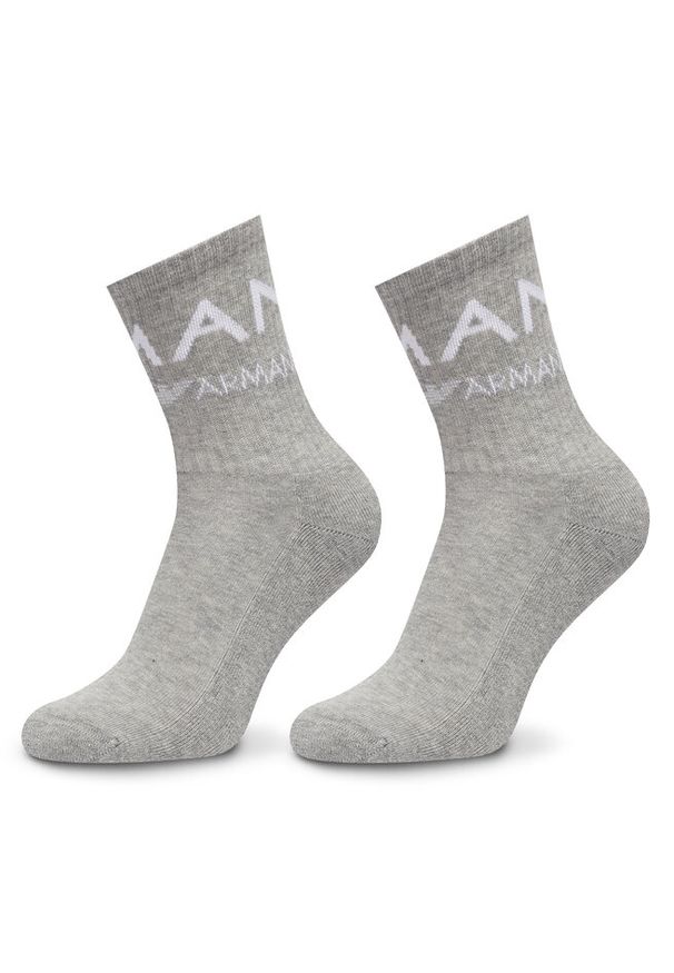 Zestaw 2 par wysokich skarpet damskich Emporio Armani Underwear. Kolor: szary