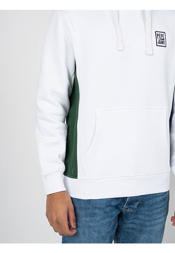 Pepe Jeans Bluza "Phil" | PM582268 | Phil | Mężczyzna | Biały. Okazja: na co dzień. Typ kołnierza: kaptur. Kolor: biały. Materiał: bawełna. Wzór: aplikacja. Styl: casual