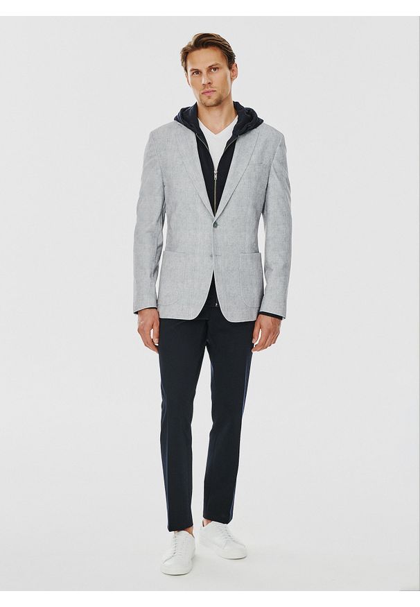 Pako Lorente - PAKO LORENTE – Casualowa marynarka męska w kolorze szarym. Okazja: na co dzień. Kolor: szary. Materiał: poliester, elastan, wiskoza. Sezon: jesień. Styl: casual