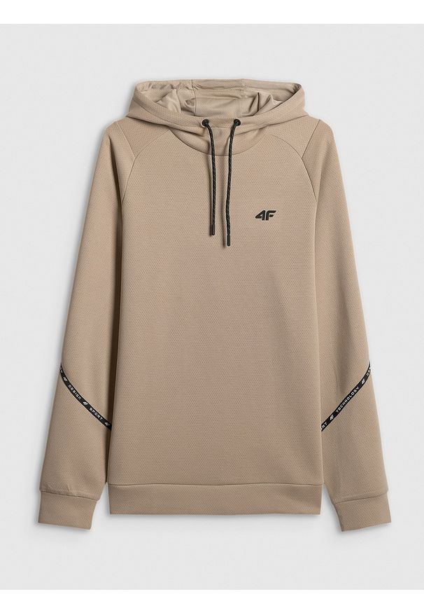4f - 4F Bluza dresowa regular z kapturem męska - beżowa XL. Okazja: na co dzień. Typ kołnierza: kaptur. Kolor: beżowy. Materiał: dresówka. Długość rękawa: raglanowy rękaw. Styl: casual