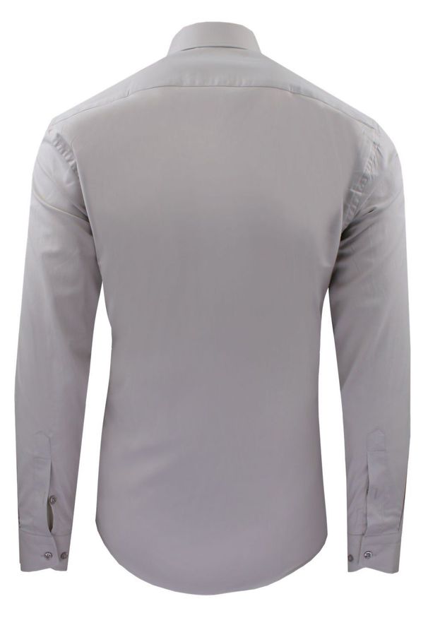 Męska Koszula Wizytowa, Taliowany Krój - Victorio - Popielata. Kolor: szary. Materiał: poliester, elastan, bawełna. Styl: wizytowy