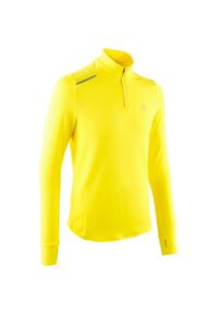 KALENJI - Bluza do biegania męska Kalenji Run Warm ocieplana. Kolor: żółty. Materiał: elastan, materiał, poliester. Sport: bieganie #1