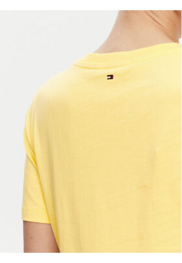 TOMMY HILFIGER - Tommy Hilfiger T-Shirt WW0WW45522 Żółty Regular Fit. Kolor: żółty. Materiał: bawełna
