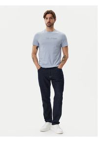 Calvin Klein T-Shirt Satin Bonded Logo K10K114162 Błękitny Regular Fit. Kolor: niebieski. Materiał: bawełna