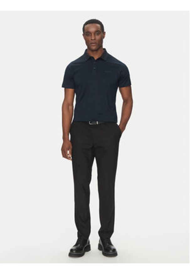 Karl Lagerfeld - KARL LAGERFELD Polo 745001 552200 Granatowy Slim Fit. Typ kołnierza: polo. Kolor: niebieski. Materiał: bawełna