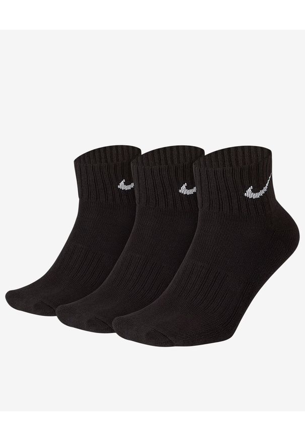 Nike 3PPK VALUE COTTON QUARTER Skarpety unisex. Kolor: czarny. Materiał: dzianina, bawełna, materiał