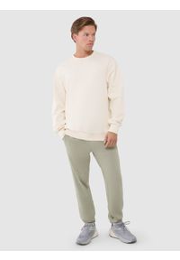 4f - 4F Bluza dresowa oversize nierozpinana bez kaptura męska - beżowa XL. Okazja: na co dzień. Typ kołnierza: bez kaptura. Kolor: beżowy. Materiał: dresówka. Styl: klasyczny, sportowy, casual