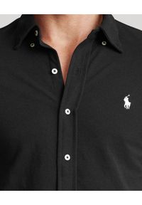 Ralph Lauren - RALPH LAUREN - Czarna koszula Mesh Custom Fit. Typ kołnierza: polo. Kolor: czarny. Materiał: mesh. Długość rękawa: długi rękaw. Długość: długie. Wzór: haft. Styl: klasyczny, wakacyjny #3