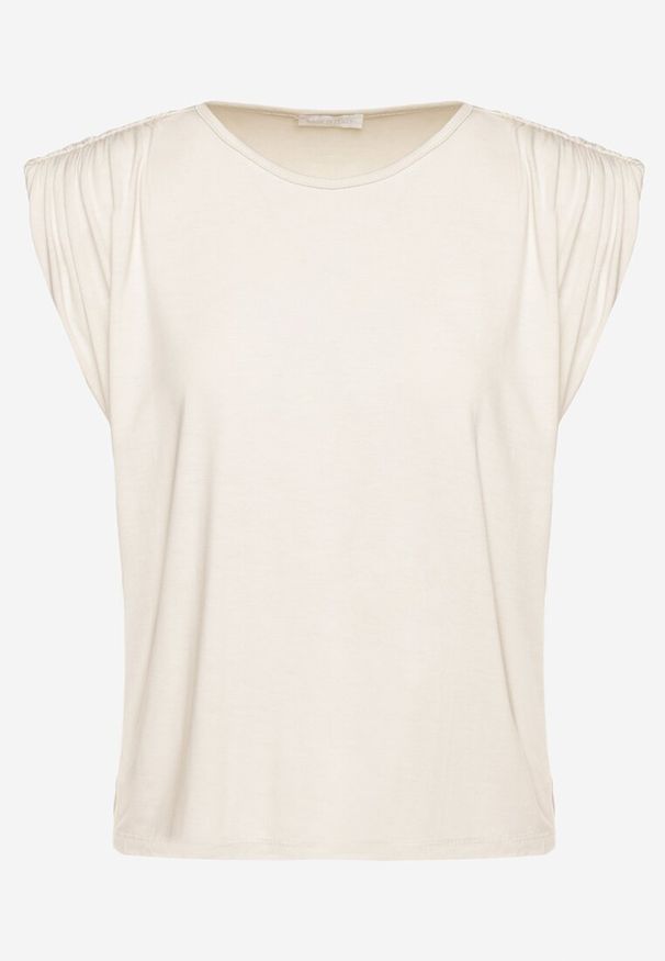 Born2be - Beżowa Bluzka z Wiskozy Bez Rękawów Mavalese. Okazja: na co dzień. Kolor: beżowy. Materiał: wiskoza. Długość rękawa: bez rękawów. Styl: klasyczny, casual, elegancki