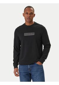 Napapijri Longsleeve S-Box Logo NP0A8BC5 Czarny Regular Fit. Kolor: czarny. Materiał: bawełna. Długość rękawa: długi rękaw #1