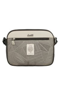 Torebka damska Anekke, z efektownym nadrukiem i metalowym logo zapinana na suwak z regulowanym paskiem oraz ozdobnym brelokiem kompaktowa a zarazem f. Kolor: szary. Wzór: nadruk. Dodatki: z breloczkiem. Styl: casual, elegancki, klasyczny. Rodzaj torebki: na ramię #9