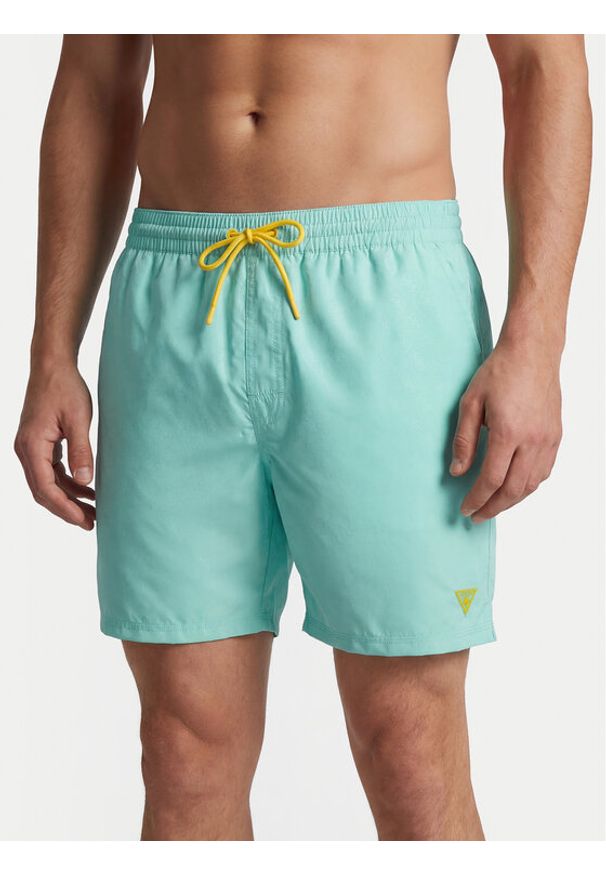 Guess Szorty kąpielowe F6GT26 WG2A2 Turkusowy Regular Fit. Kolor: turkusowy. Materiał: syntetyk