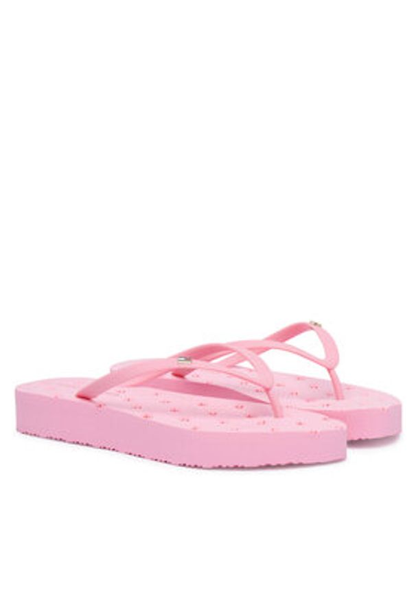 TOMMY HILFIGER - Tommy Hilfiger Japonki Repeat Logo Platform FW0FW09199 Różowy. Kolor: różowy. Materiał: syntetyk. Obcas: na platformie