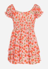 Born2be - Różowa Rozkloszowana Sukienka z Bawełną z Motywem Wiśni Lunadessa. Okazja: na imprezę, na co dzień. Kolor: różowy. Materiał: bawełna. Sezon: lato. Typ sukienki: proste. Styl: klasyczny, casual, elegancki #4