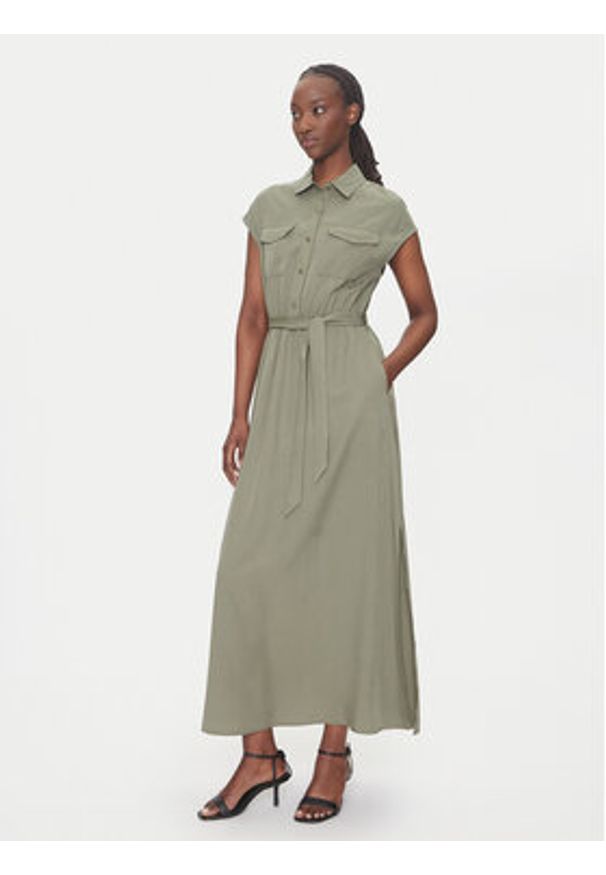 Gaudi Sukienka koszulowa 511BD15003 Khaki Regular Fit. Kolor: brązowy. Materiał: lyocell. Typ sukienki: koszulowe