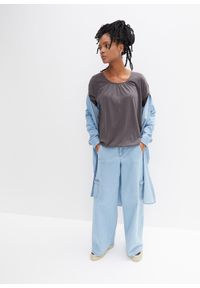 bonprix - Bluzka oversize z mieszanki wiskozy. Kolor: szary. Materiał: wiskoza