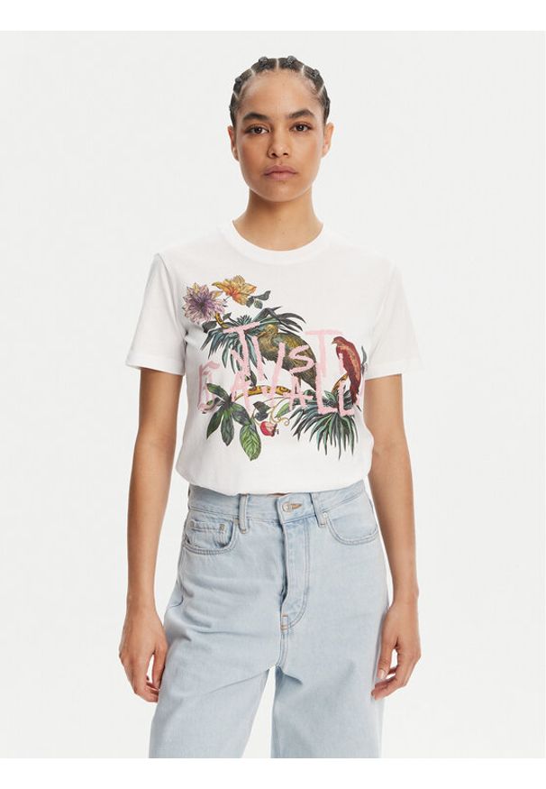 Just Cavalli T-Shirt 78PAHA01 Biały Regular Fit. Kolor: biały. Materiał: bawełna
