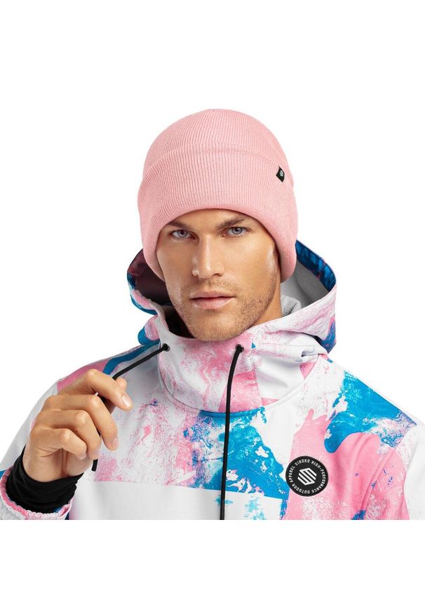SIROKO - Czapka zimowa beanie męska Snowflake. Kolor: różowy. Materiał: tkanina, akryl. Sezon: zima. Styl: sportowy