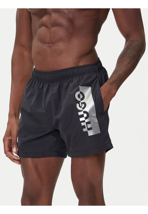 Hugo - HUGO Szorty kąpielowe Silver 50549864 Czarny Regular Fit. Kolor: czarny. Materiał: syntetyk