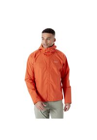 Kurtka przeciwdeszczowa męska Rab Downpour Eco Jacket z kapturem. Typ kołnierza: kaptur. Kolor: pomarańczowy