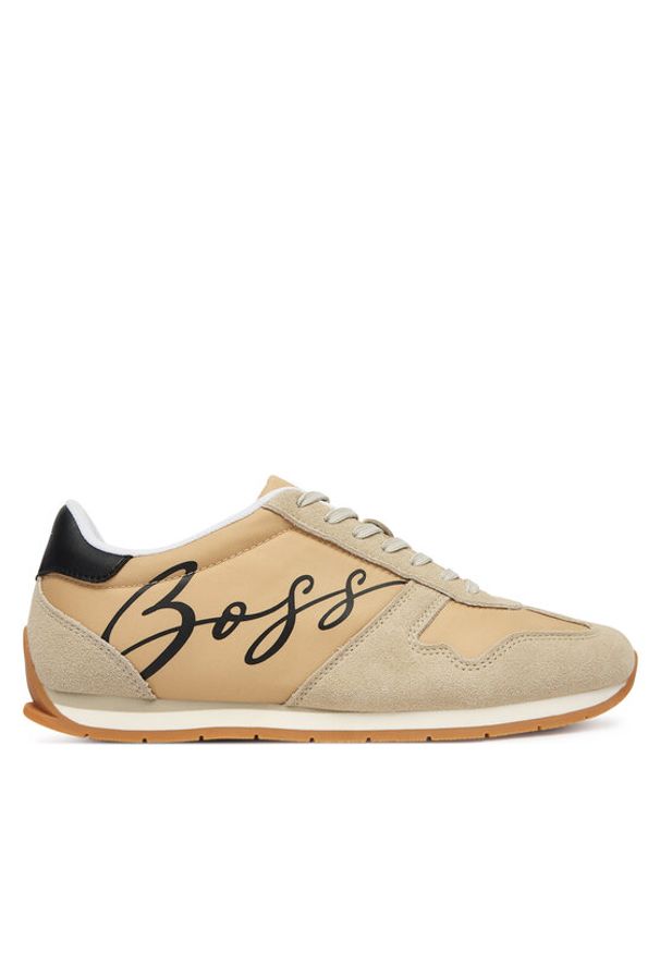 BOSS Sneakersy Levon 50563440 Beżowy. Kolor: beżowy. Materiał: skóra, zamsz