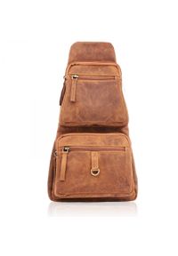 Plecak na jedno ramię j. brązowy PAOLO PERUZZI skórzany T-38-LB. Kolor: brązowy. Materiał: skóra. Wzór: aplikacja. Styl: casual #1