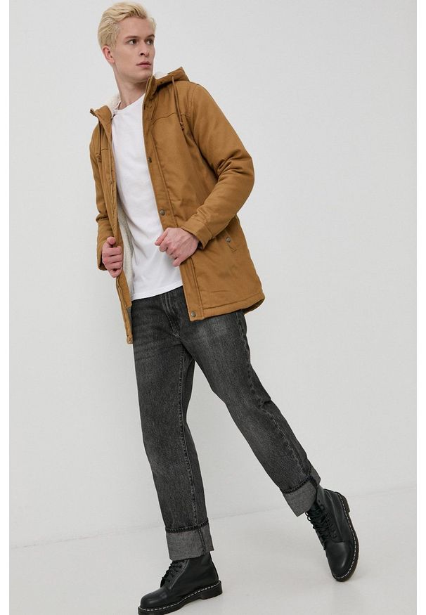 Only & Sons - Parka. Okazja: na co dzień. Kolor: brązowy. Materiał: bawełna. Styl: casual