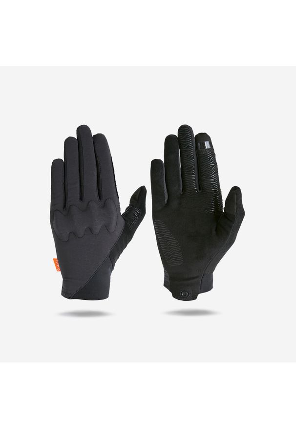 ROCKRIDER - Rękawice rowerowe ochronne Btwin 900 z D3O®. Kolor: czarny. Materiał: tkanina, materiał. Sport: bieganie