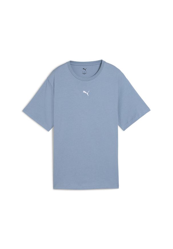 Puma - Damska koszulka o luźnym kroju ESS PUMA Cool Blue. Kolor: niebieski. Wzór: haft. Sport: fitness