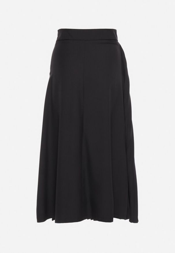 Born2be - Czarna Rozkloszowana Spódnica Midi Plisowana z Klamerką Faelannia. Kolor: czarny. Styl: elegancki