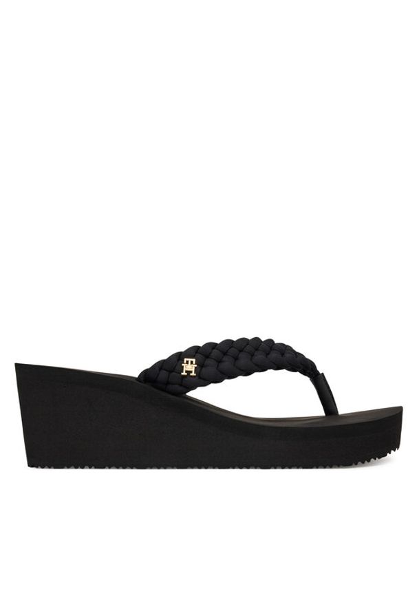 TOMMY HILFIGER - Tommy Hilfiger Japonki Th Wedge Braided Summer Sandal FW0FW09198 Czarny. Kolor: czarny. Materiał: materiał