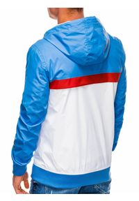 Ombre Clothing - Kurtka męska przejściowa C438 - niebieska/biała - L. Typ kołnierza: kaptur. Kolor: biały. Materiał: poliester. Wzór: nadruk #2