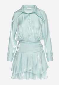 Born2be - Jasnozielona Sukienka z Wiskozy o Koszulowym Kroju z Falbankami Liova. Typ kołnierza: kołnierz z falbankami. Kolor: zielony. Materiał: wiskoza. Typ sukienki: koszulowe #7