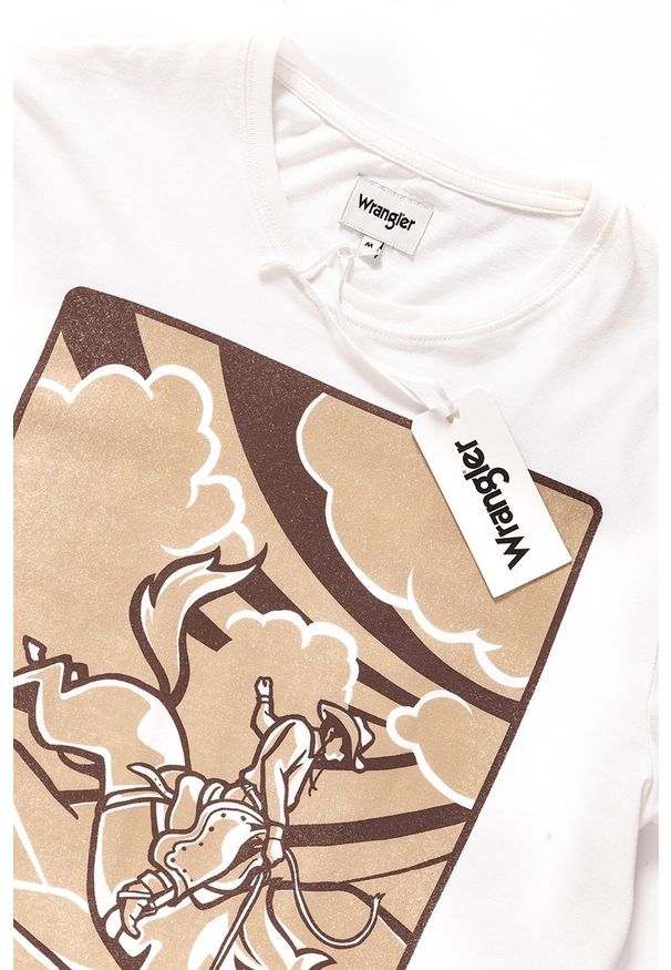 Wrangler - KOSZULKA WRANGLER WESTERN GRAPHIC TEE VINTAGE WHITE W7B94FK1Y 112131567. Wzór: nadruk. Styl: vintage