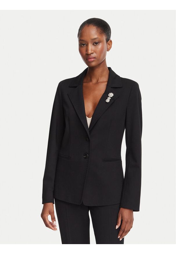 Marella Marynarka Gommoso 2623916034 Czarny Slim Fit. Kolor: czarny. Materiał: syntetyk