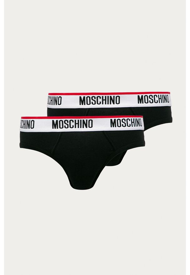 Moschino Underwear - Slipy (2-pack). Kolor: czarny. Materiał: dzianina. Wzór: nadruk