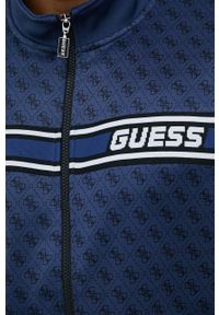 Guess bluza męska kolor granatowy z aplikacją. Kolor: niebieski. Materiał: dzianina. Wzór: aplikacja #5