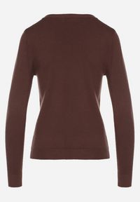 Born2be - Brązowy Sweter z Wiskozą i Dekoltem w Serek Olisela. Okazja: na co dzień. Typ kołnierza: dekolt w serek. Kolor: brązowy. Materiał: wiskoza. Styl: casual, elegancki