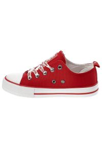 Big-Star - Czerwone Trampki Big Star Dziecięce Sznurowane Buty. Okazja: na uczelnię. Kolor: czerwony. Materiał: materiał. Szerokość cholewki: normalna. Wzór: aplikacja #2