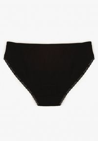 Born2be - Czarne Bawełniane Majtki Typu Figi z Koronką i Kokardą Zeteria. Kolor: czarny. Materiał: koronka, bawełna. Wzór: koronka #2